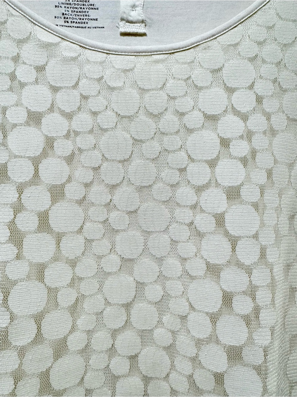 Talbots Ivory Textured Circle Mesh Overlay Top Size L - Picture 3 of 4
